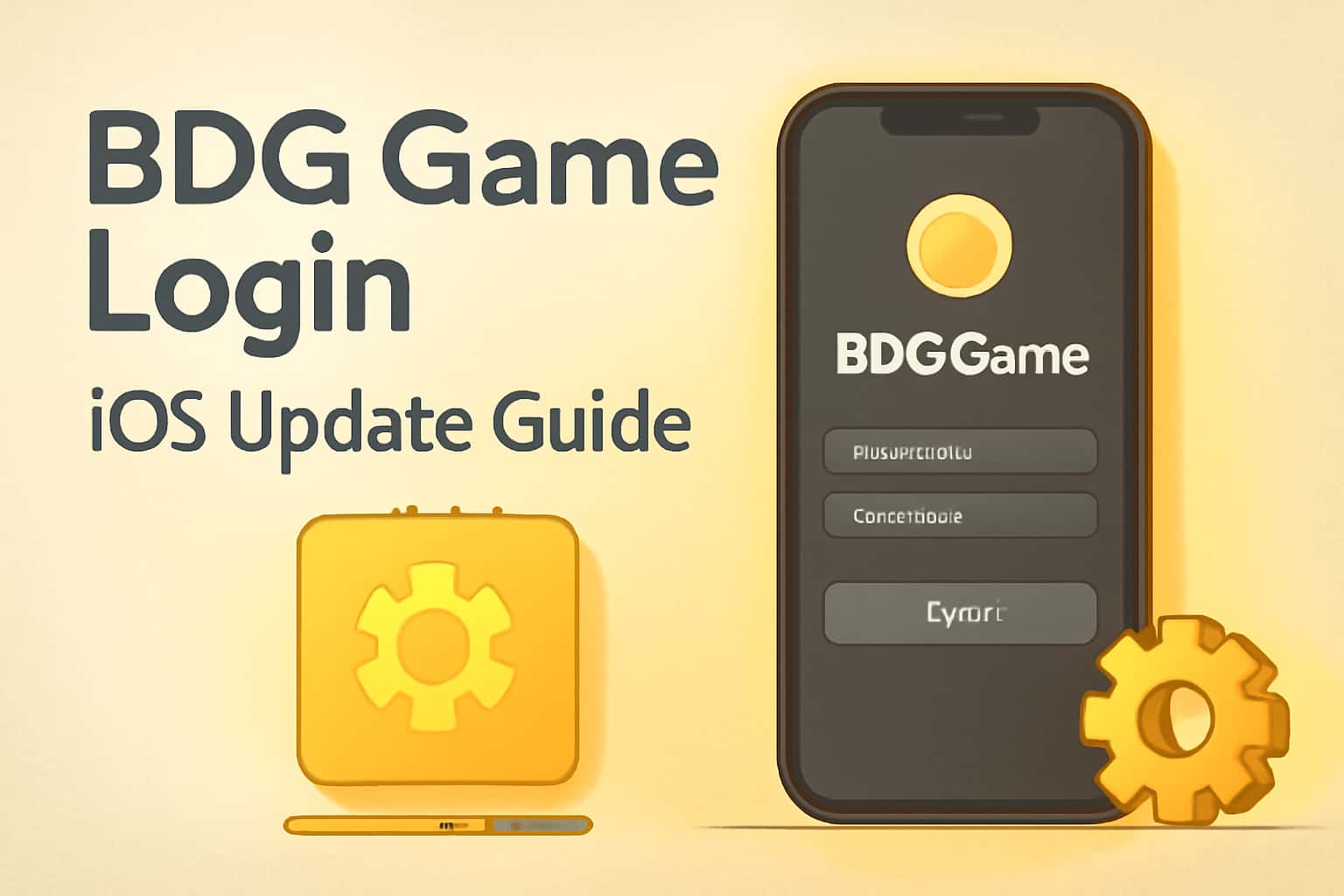 An informational scene depicting the BDG Game Login iOS Update Guide.